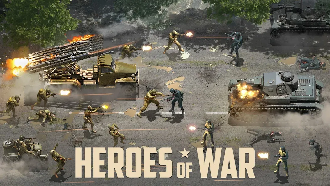 Скачать взломанную Heroes of War: Idle army game (Герои войны)  [МОД Unlimited Money] — последняя версия apk на Андроид screen 1