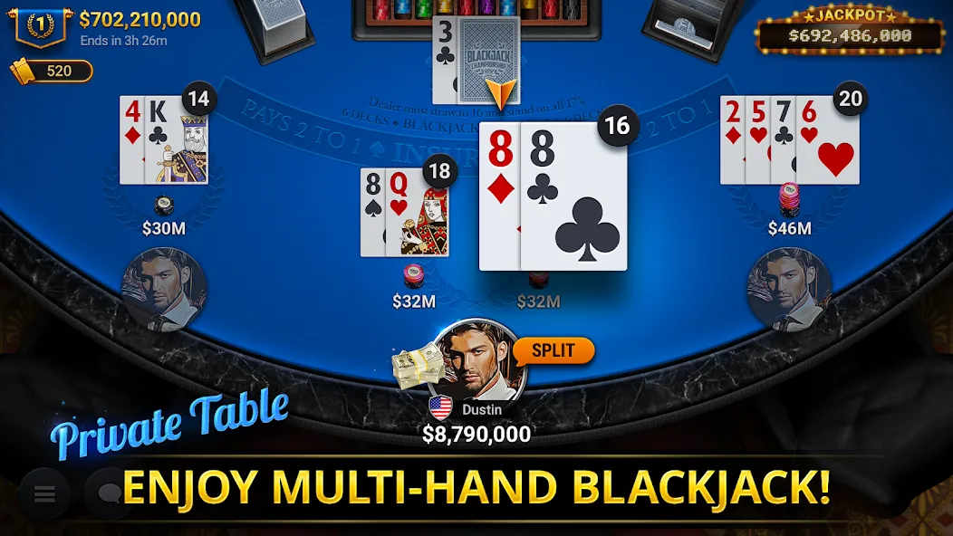 Скачать взлом Blackjack Championship (Блэкджек Чемпионат)  [МОД Mega Pack] — полная версия apk на Андроид screen 5