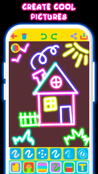 Взломанная Drawing For Kids — Glow Draw  [МОД Много монет] — стабильная версия apk на Андроид screen 1