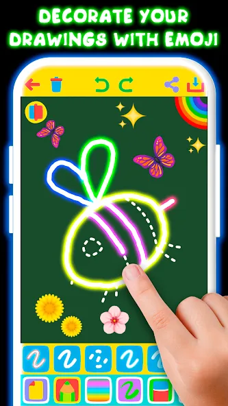 Взломанная Drawing For Kids — Glow Draw  [МОД Много монет] — стабильная версия apk на Андроид screen 5