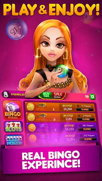 Скачать взломанную Bingo 90 Live : Vegas Slots (Бинго 90 Лайв)  [МОД Unlimited Money] — полная версия apk на Андроид screen 1