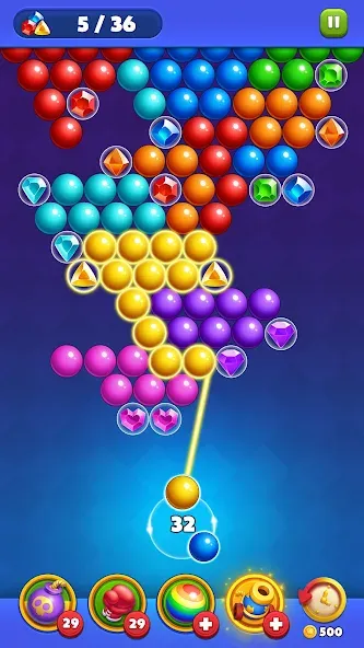 Взломанная Bubble Shooter Royal Pop  [МОД Mega Pack] — полная версия apk на Андроид screen 5