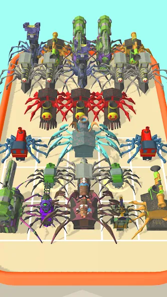 Скачать взлом Merge Spider Train  [МОД Много монет] — полная версия apk на Андроид screen 2