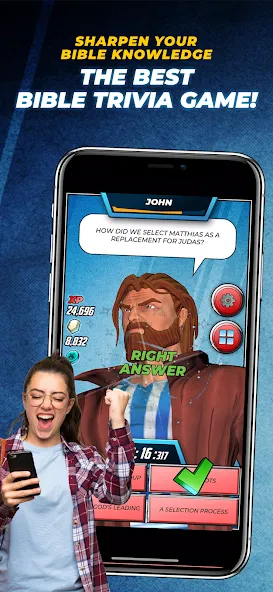 Взломанная Bible Trivia Game: Heroes (Библейская игра викторина)  [МОД Бесконечные деньги] — полная версия apk на Андроид screen 1