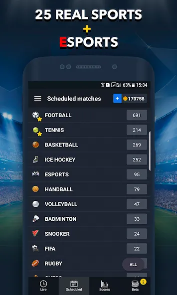 Скачать взлом Sports Betting Game — BETUP  [МОД Много монет] — последняя версия apk на Андроид screen 3