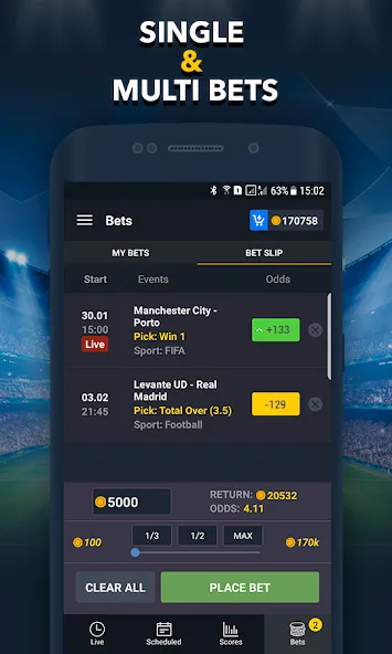 Скачать взлом Sports Betting Game — BETUP  [МОД Много монет] — последняя версия apk на Андроид screen 5