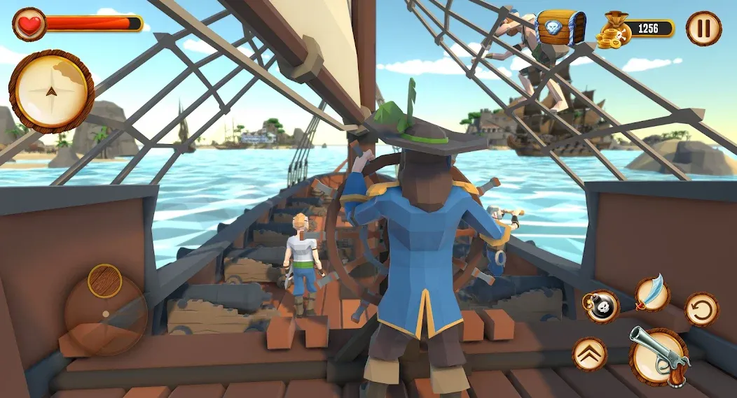 Взломанная Pirate Polygon Caribbean Sea (Пиратская Полигон Карибское море)  [МОД Меню] — полная версия apk на Андроид screen 2
