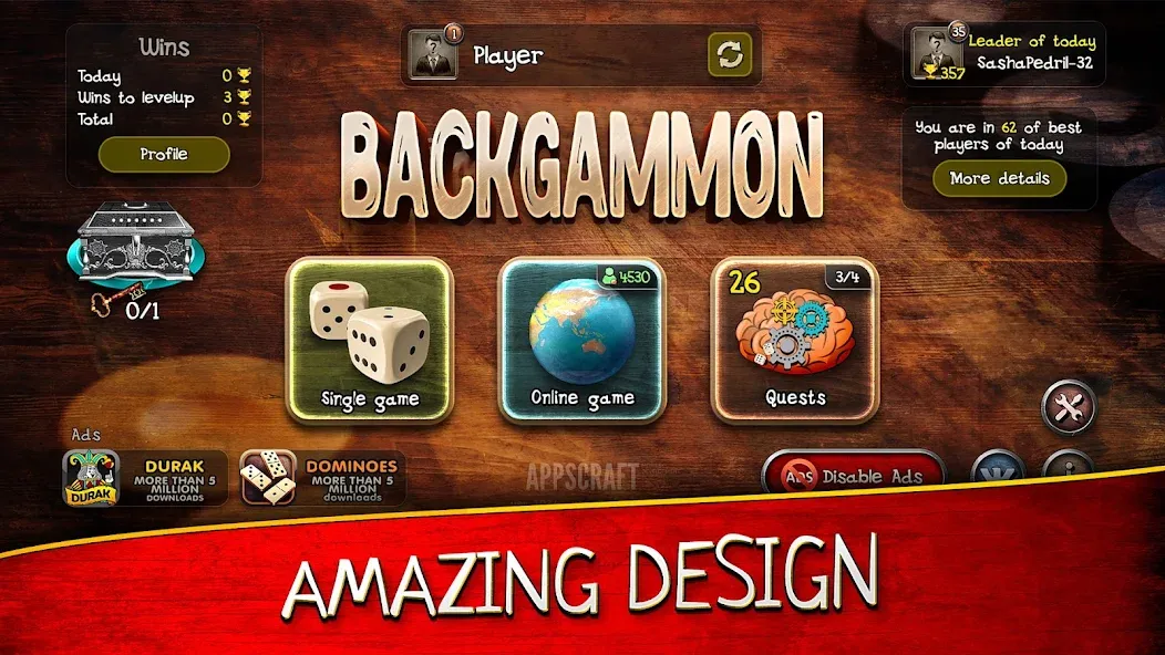 Скачать взлом Backgammon  [МОД Меню] — стабильная версия apk на Андроид screen 1