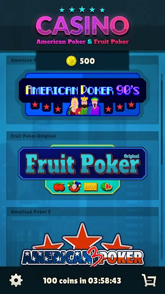 Скачать взлом American Poker 90's Casino  [МОД Бесконечные деньги] — полная версия apk на Андроид screen 1