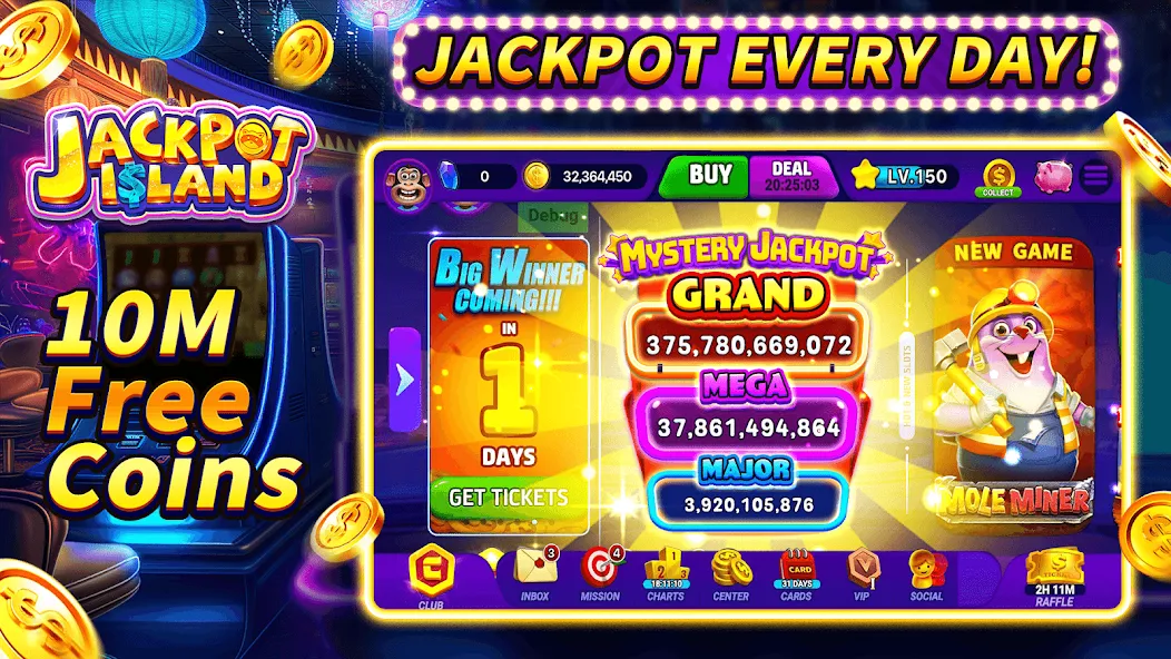 Взломанная Jackpot Island — Slots Machine (Джекпот Айленд)  [МОД Много денег] — последняя версия apk на Андроид screen 1