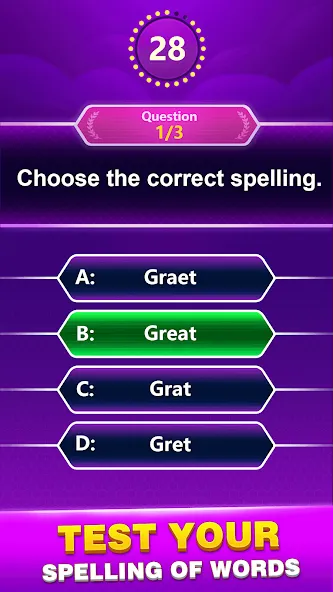 Взлом Spelling Quiz — Word Trivia (Спеллинг Квиз)  [МОД Mega Pack] — стабильная версия apk на Андроид screen 1