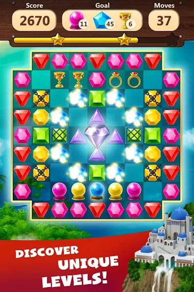 Взломанная Jewels Planet — Match 3 Puzzle  [МОД Mega Pack] — последняя версия apk на Андроид screen 3