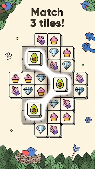 Скачать взломанную 3 Tiles — Tile Matching Games (Тайлс)  [МОД Много монет] — полная версия apk на Андроид screen 1