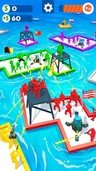 Скачать взлом War of Rafts: Crazy Sea Battle (Война плотов)  [МОД Много монет] — последняя версия apk на Андроид screen 1