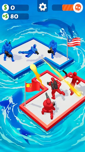 Скачать взлом War of Rafts: Crazy Sea Battle (Война плотов)  [МОД Много монет] — последняя версия apk на Андроид screen 2